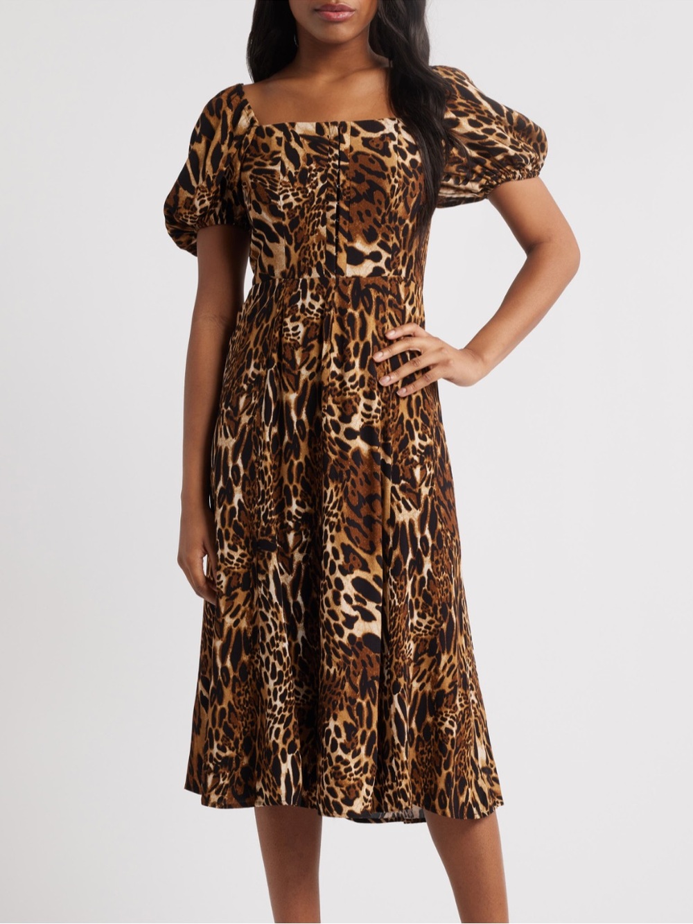 Leopard print midi dress